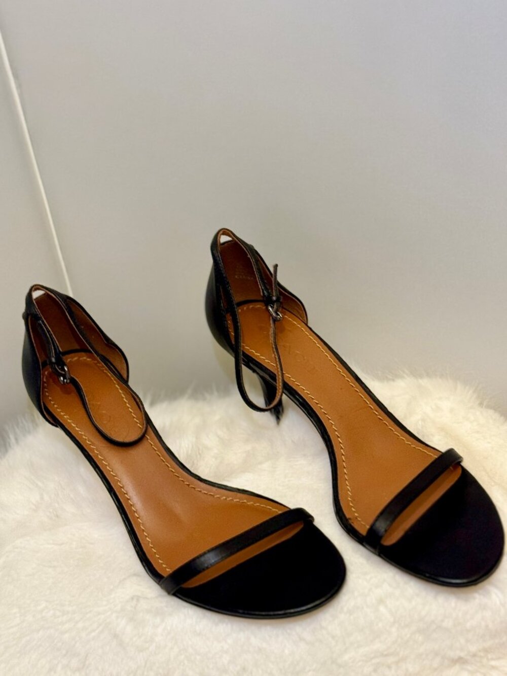 Coach Black Leather Kitten Heel Sandals